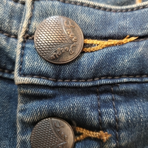 Free People Jeans Skinny Moto Style Zippered Pockets Ankles Dark Wash Waist 28 - Picture 4 of 8